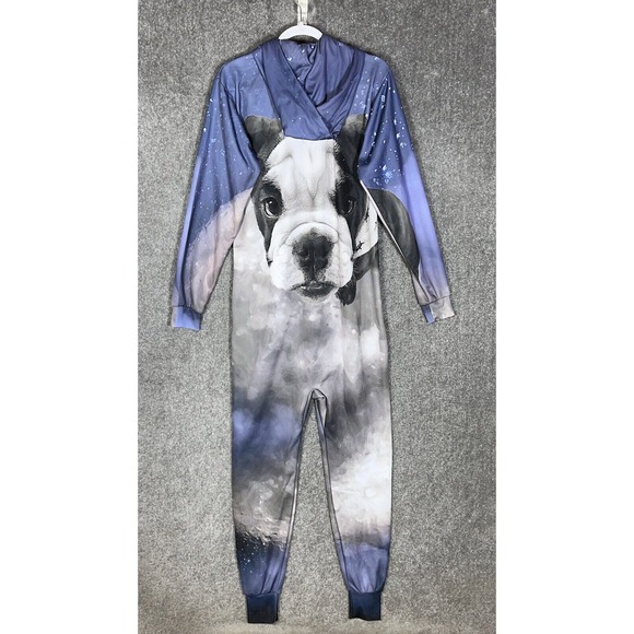Rage On Long Sleeve‎ French Bulldog One Piece Pajamas Adult Size SM Small Medium - Picture 2 of 11